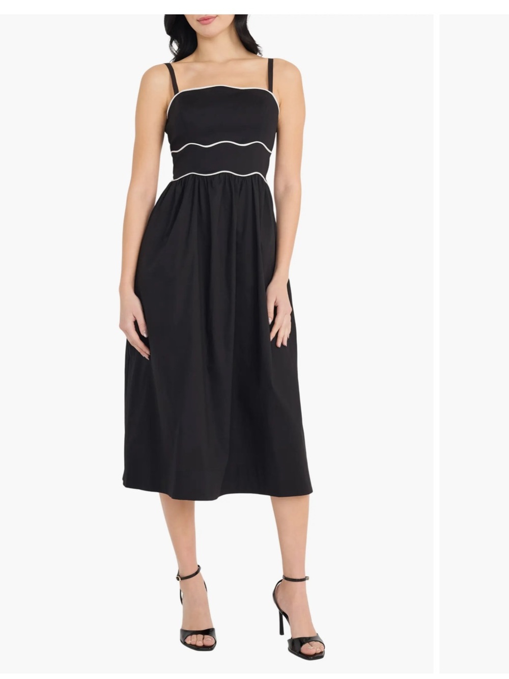 Donna Morgan Wavy Piping Stretch Cotton Midi Sundress